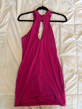 That’s So Fetch Hot Pink Halter Keyhole Bodycon Mini Dress Size 6